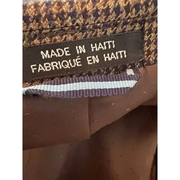 Tommy Hilfiger Blazer 38R Brown Tweed Houndstooth Check Sport Coat 2 button - Picture 11 of 12